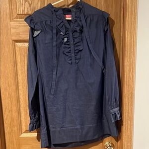 Elegant Navy Ruffle Dress